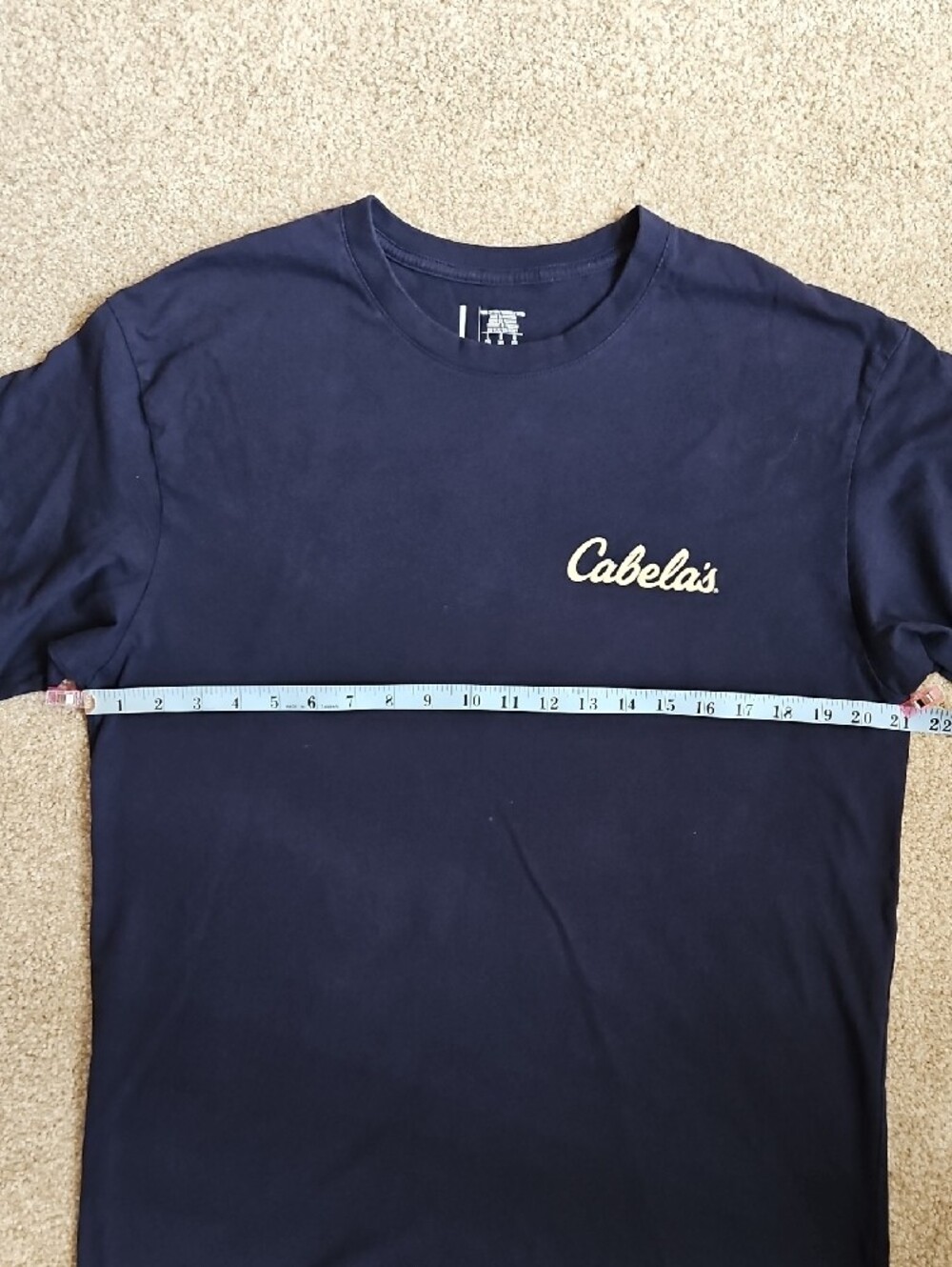 Cabela's Size L Men's Navy Tee with Sunset Deer Graphic On Back - Picture 10 of 12